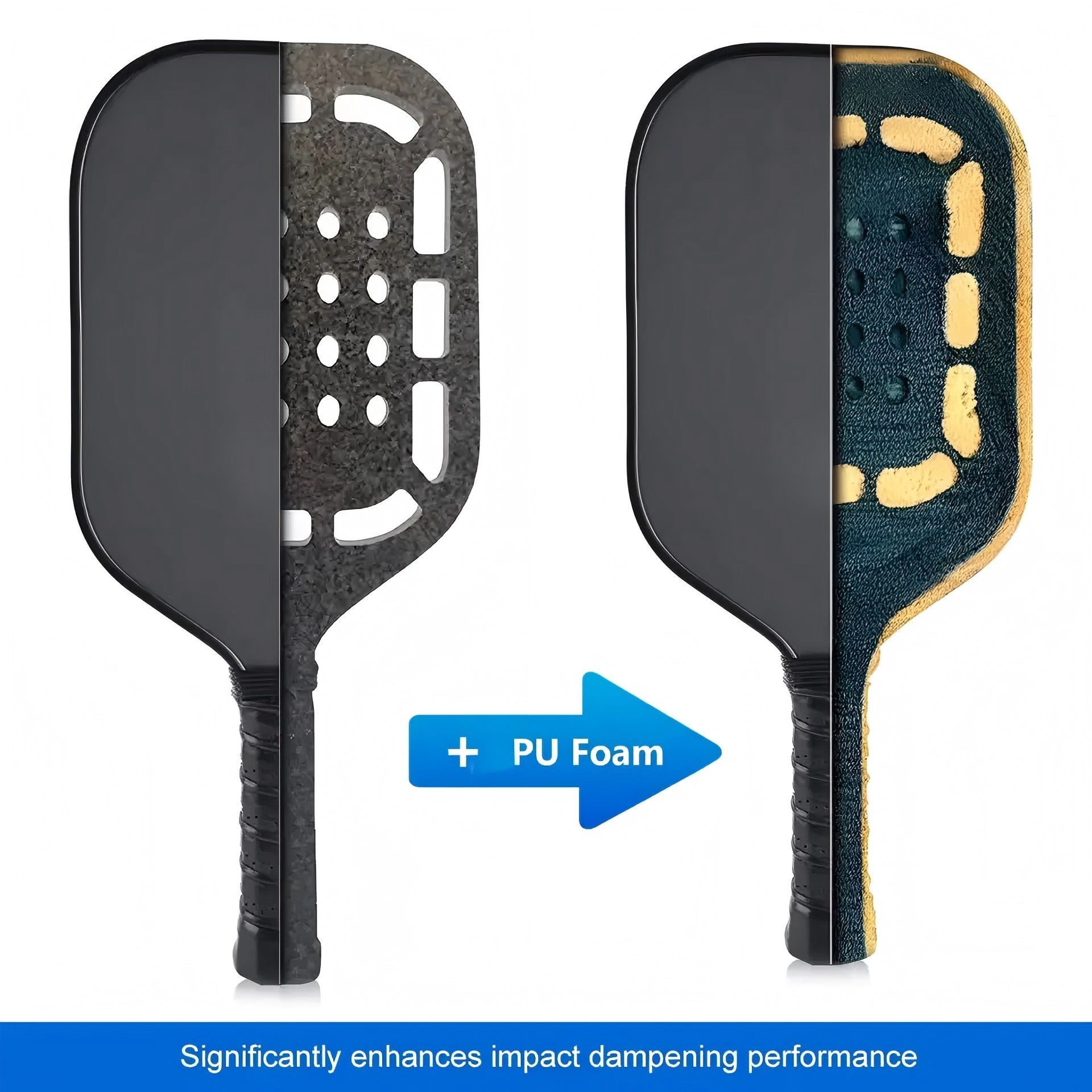 Thermoformed EPP Foam Core & PU Foam T700 Raw Carbon Fiber Pickleball Paddle  